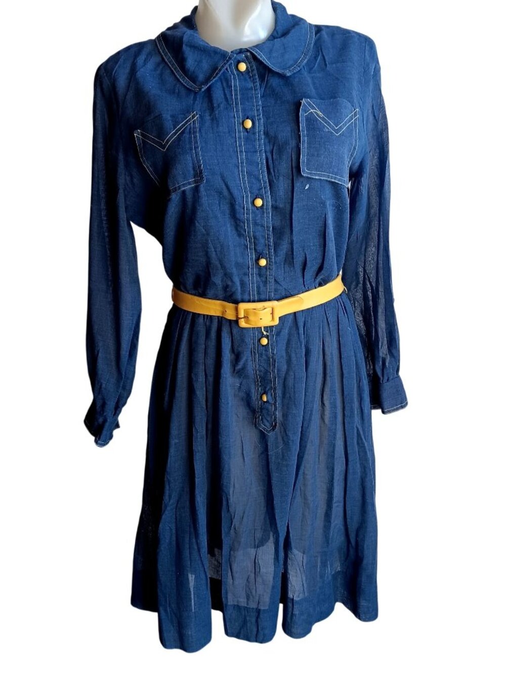 True Vintage Dress sz 8 1970's Jonathan Logan Sheer Sleeves/Skirt Mod Pockets